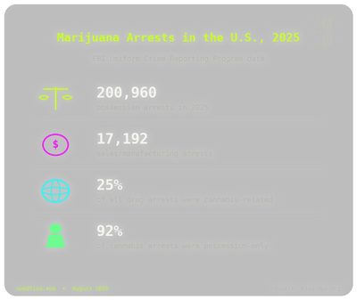 FBI Data: Marijuana Arrests Rose to 200,000+ in 2025